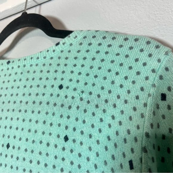 Halogen Mint Green Polka Dot Cashmere Cardigan Sweater Button Up Size Large Flaw - Picture 8 of 11